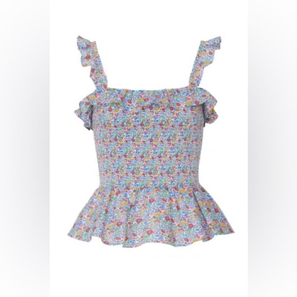 J.Crew Liberty Fabric - Floral smocked ruffled blouse